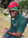 Saziso Nginda getting to grips with abseiling